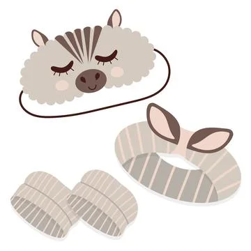 Vector Sleeping Headband and Headband for Hair When Girl Washing Up Flat Styl Stock Illustration