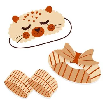 Vector Sleeping Headband and Headband for Hair When Girl Washing Up Cartoon.. Stock Illustration