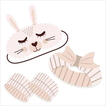 Vector Sleeping Headband and Headband for Hair When Girl Washing Up Flat Styl Stock Illustration