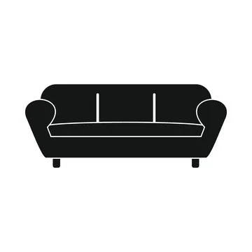 Vector sleeping sofa black simple icon isolated Stock Illustration