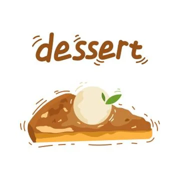 Vector A slice of apple cake and apple Illustrazione stock