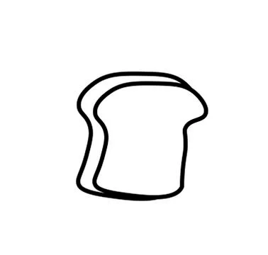 Vector slice of bread with a black line. Simple food and cooking illustration Stock Illustration