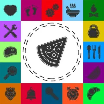 Vector slice of pizza - fast italian food icon - restaurant menu Stock Illustration