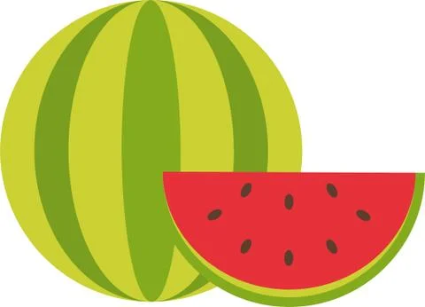 Vector slice watermelon. Vector illustration. Flat design illustration. Stock Illustration