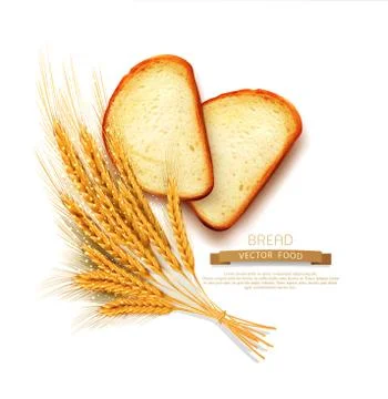 Vector  slices of sliced bread (loaf) lying isolation on the white background Illustrazione stock