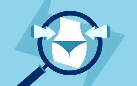 Vector of a slim body under magnifying glass examination Stock Illustration