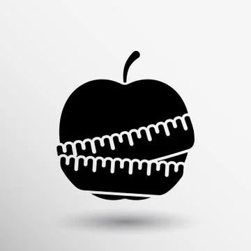 Vector Slimming apple icon slim weight diet Stock Illustration