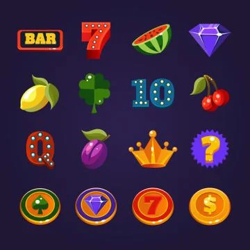 Vector Slot Machine Symbols Set Stock Illustration