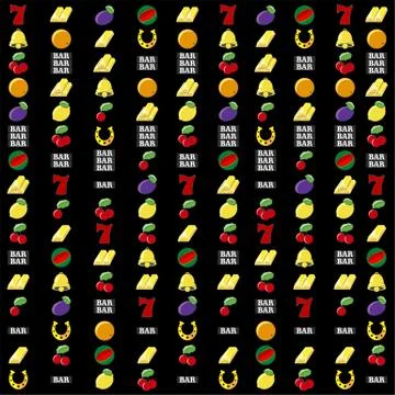 Vector slot machine symbols set background Stock Illustration