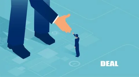 Vector of small business man supported by unknown big investor giving him opp Stock Illustration