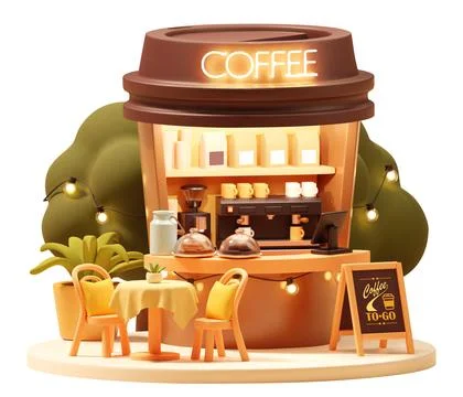 Vector small coffee booth or kiosk Stock Illustration