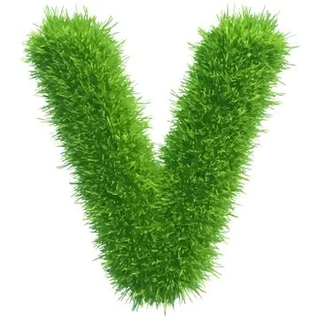 Vector small grass letter v on white background Illustrazione stock