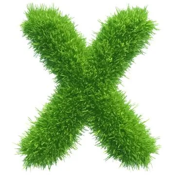 Vector small grass letter x on white background Illustrazione stock