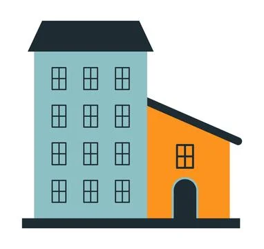 Vector small house adjoining a residential building eps 10. Vector a blue house Stock Illustration