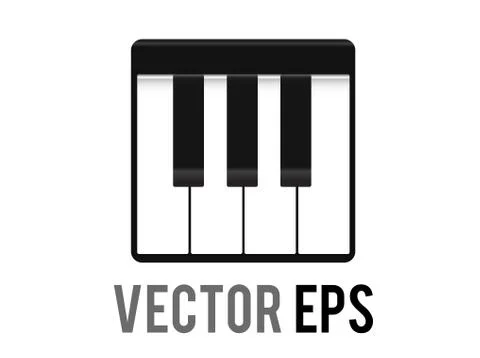 Vector small section of classic music keyboard icon, showing white, black key Stock Illustration