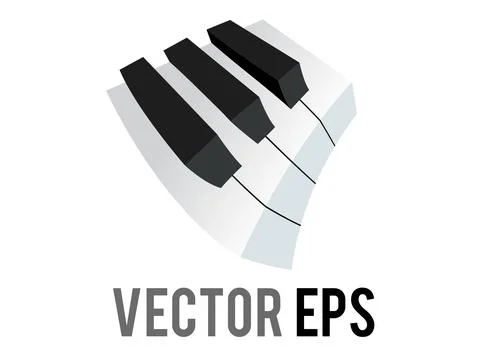 Vector small section of classic music keyboard icon, showing white, black key Stock Illustration