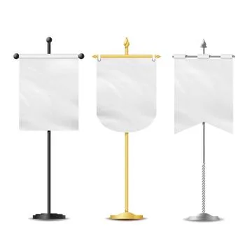 Vector Small Table Flag Set. White Blank. Different Shapes Stock Illustration