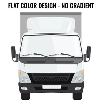 Vector small truck front side. Cargo delivery. Flat color Stock Illustration
