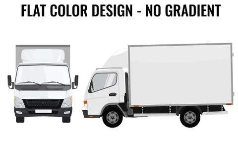 Vector small truck front side. Cargo delivery. Flat color Stock Illustration