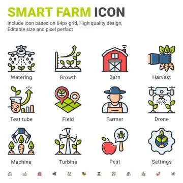 Vector smart farm icon set isolated on white background イラスト素材