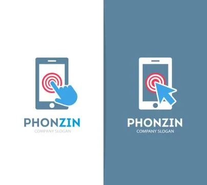 Vector smart phone and click logo combination. Mobile and cursor symbol or icon Stock Illustration
