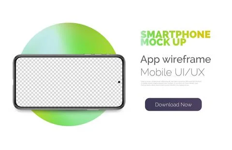 Vector smart phone concept on green circle. Realistic smartphone template for UI Stock Illustration