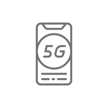 Vector smartphone with 5G internet line icon. Stock Illustration