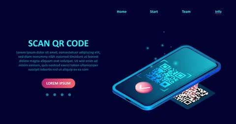 Vector of a smartphone with an app reading scanning the qr code. Illustrazione stock