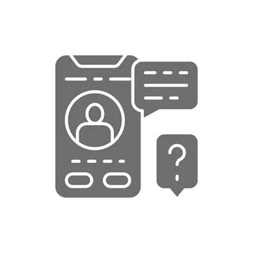 Vector smartphone display with messages grey icon. Stock Illustration