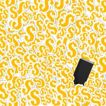 Vector : Smartphone with dollar signs on gray background Stock Illustration