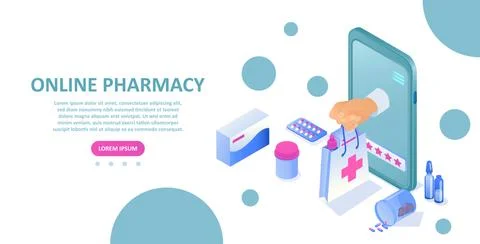 Vector of a smartphone with drug store app Stock Illustration