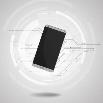 Vector : Smartphone with electronic circuit on gray background Stock Illustration