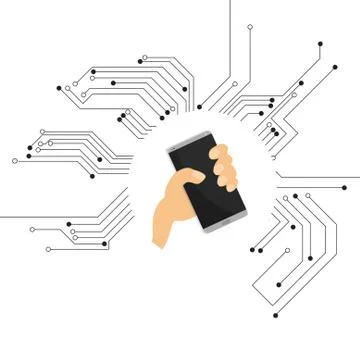 Vector : Smartphone with electronic circuit on white background Stock Illustration