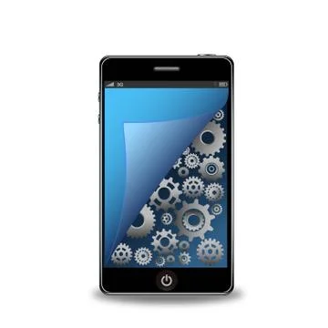 Vector smartphone with gears Stock Illustration