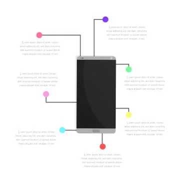 Vector : Smartphone with infographic on white background Stock Illustration