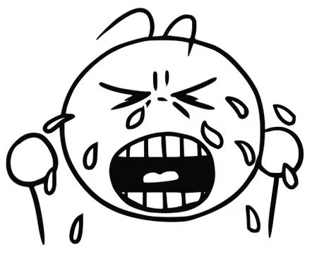 Vector Smiley Cartoon of Crying Face; Tears and Cry Stock Illustration