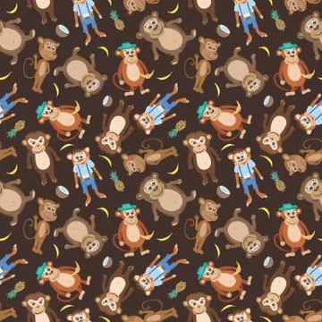 Vector Smiling Monkey Texture Stock Illustration