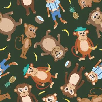 Vector Smiling Monkey Texture Stock Illustration