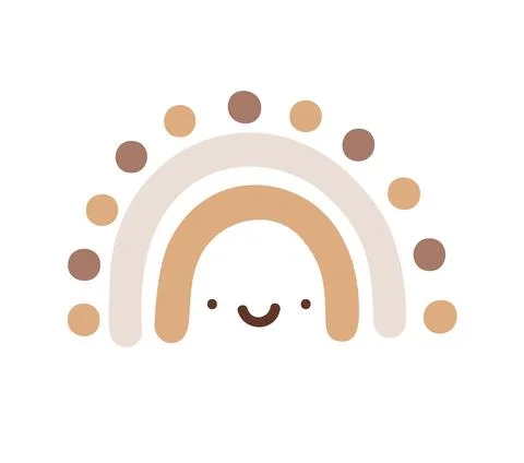 Vector Smily Rainbow with dots in scandinavian cartoon style for kid. Cute boho Stock Illustration
