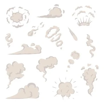 Vector smoke set special effects template. Cartoon steam clouds, puff, mist, fog Illustrazione stock