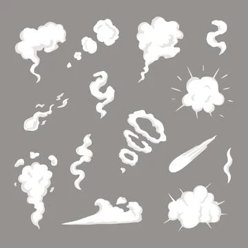 Vector smoke set special effects template. Cartoon steam clouds, puff, mist, fog Stock Illustration