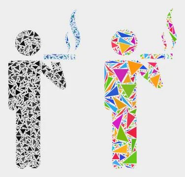Vector Smoker Mosaic Icon of Triangle Elements 스톡 일러스트