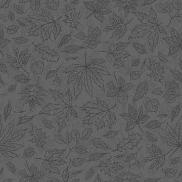 Vector smoky outline seamless background sketch autumn leaves. Autumnal pattern Stock Illustration