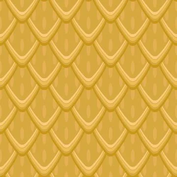 Vector snake pattern. Yellow dragon scale. Fish seamless texture. Gold skin.. Stock Illustration
