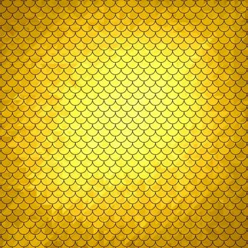 Vector snake pattern. Yellow dragon scale. Fish texture. Gold skin background Stock Illustration