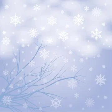Vector snow branches with snowflakes Stock Illustration