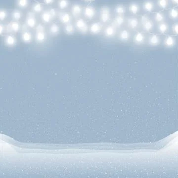 Vector snow falling on blue background. Garlands. Stock Illustration