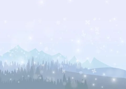 Vector : Snow forest with snowflake on ice background Stock Illustration
