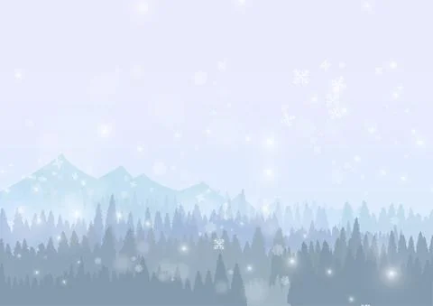 Vector : Snow forest with snowflake on ice background Stock Illustration