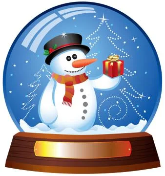Vector snow globe with snowman Stock Illustration